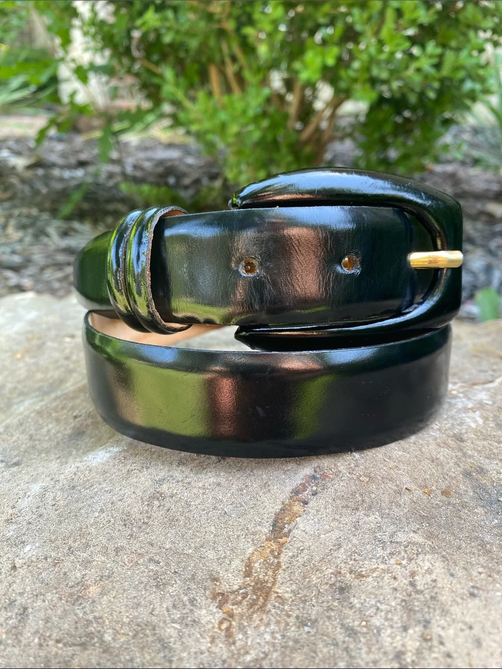 Stanley Korshak Black Leather Belt